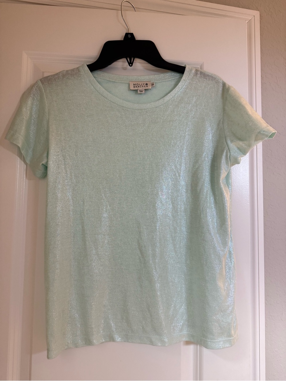 Molly Bracken Mint Iridescent Short Sleeve Tee